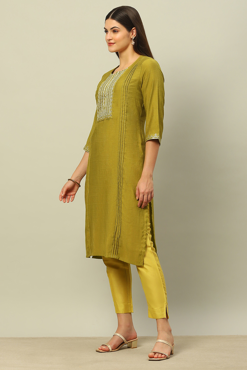 Green Viscose Blend Straight Kurta image number 2