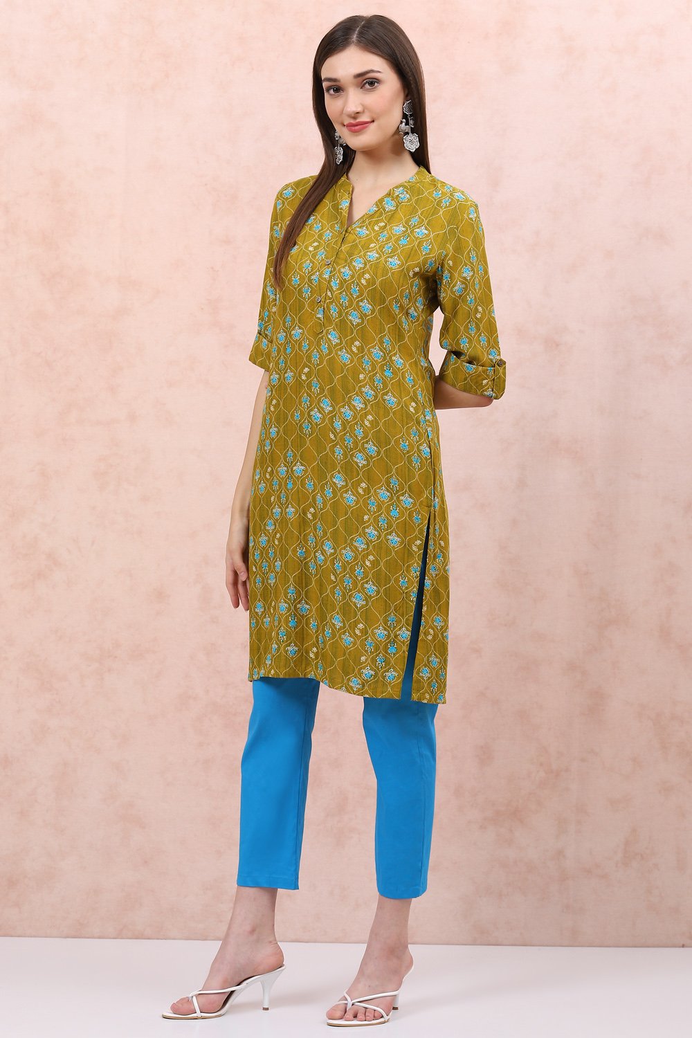 Off White LIVA Straight Kurta image number 2