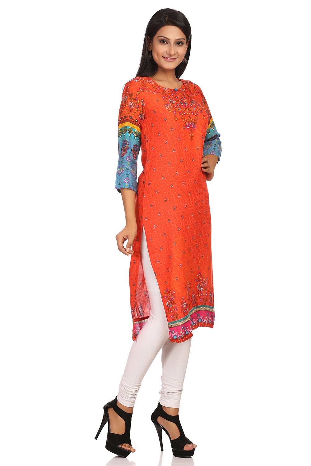 Orange Straight Modal Kurta image number 2