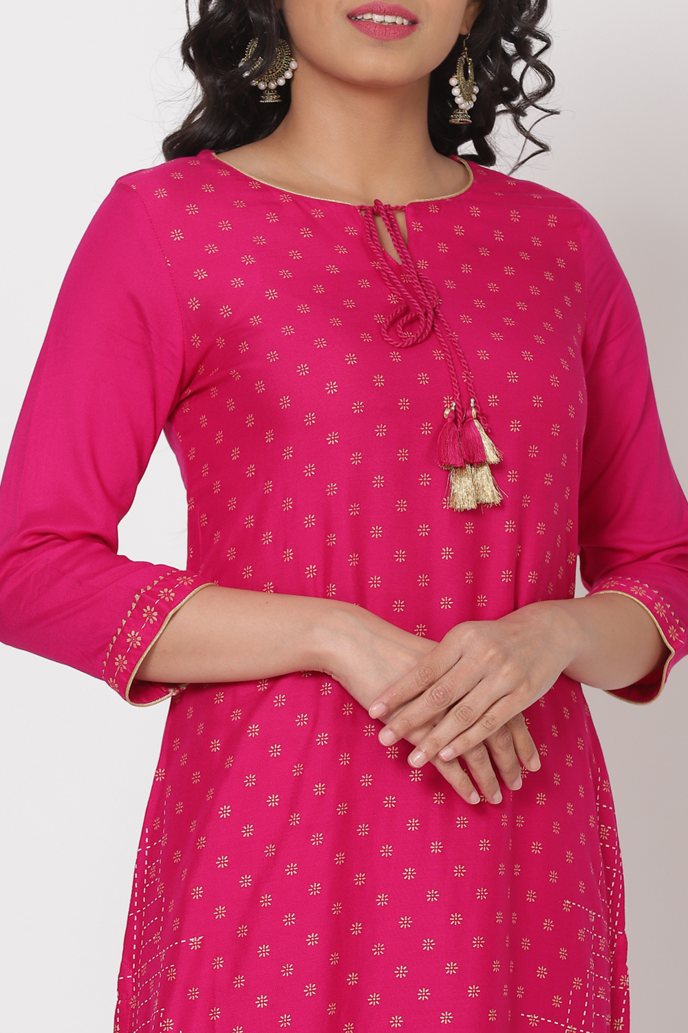 Pink Viscose Rayon Straight Kurta image number 1