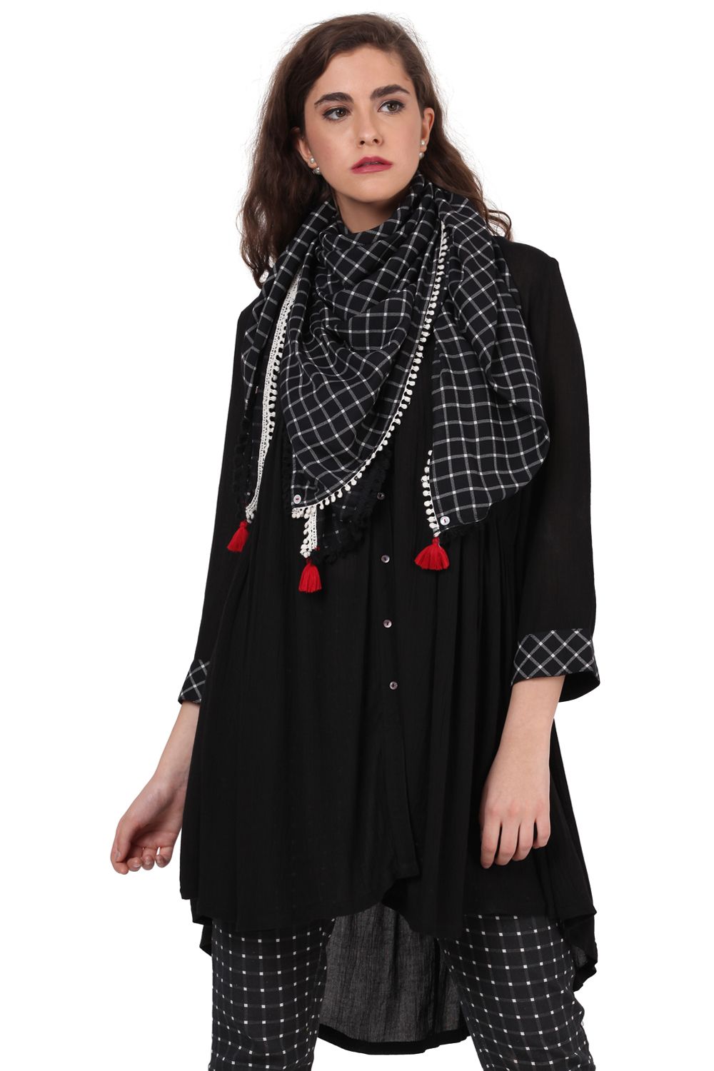 Black Cotton Scarf image number 0