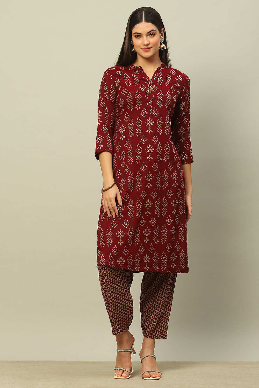 Black Viscose Blend Straight Printed Kurta Salwar Suit Set image number 7