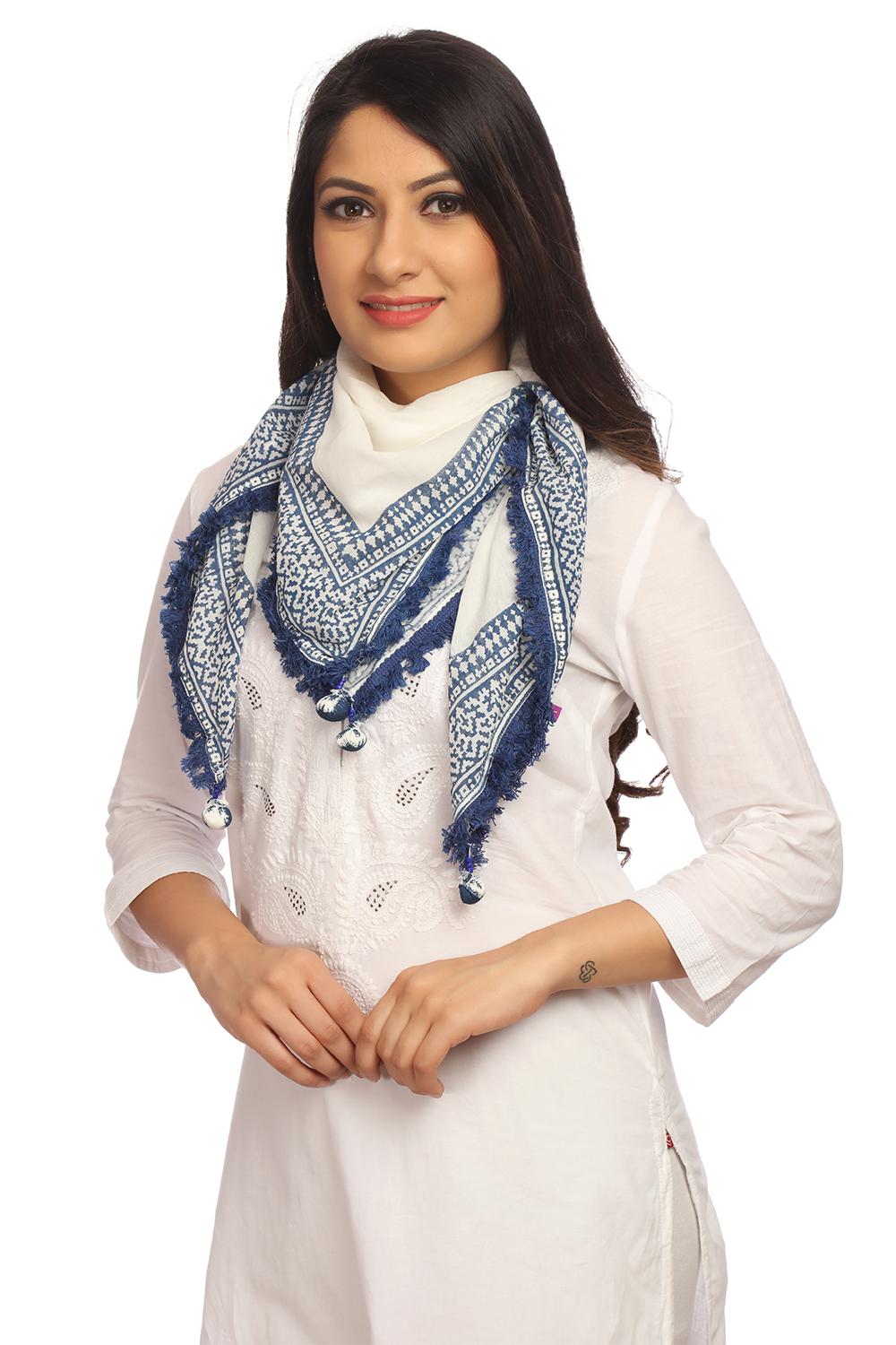 White Cotton Scarf image number 3