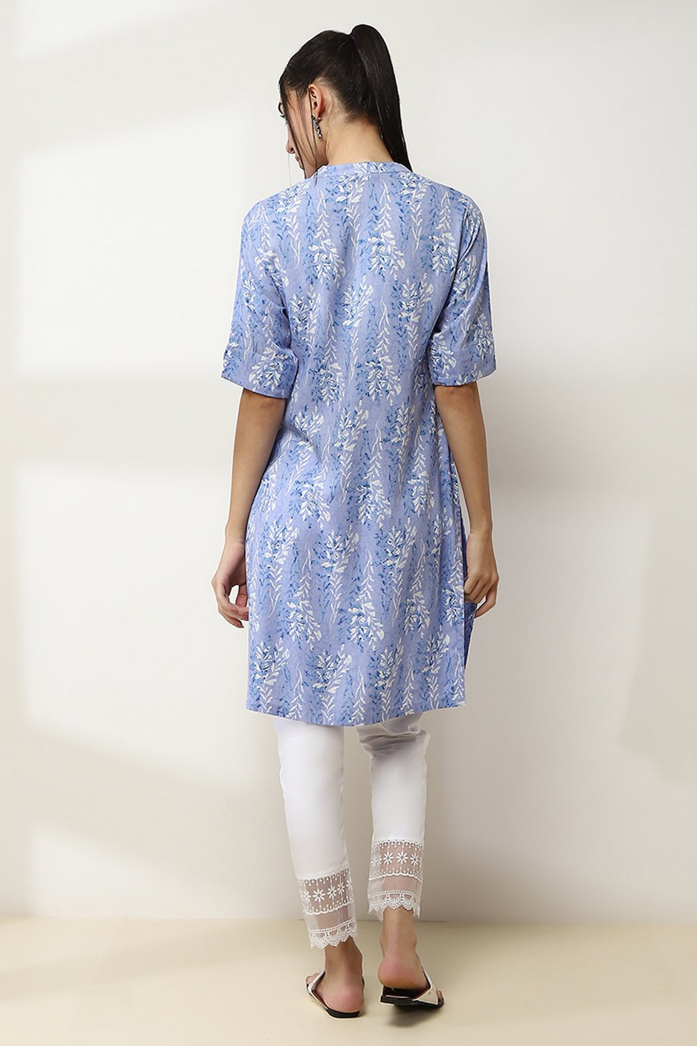 Lilac Printed Straight Kurta image number 3