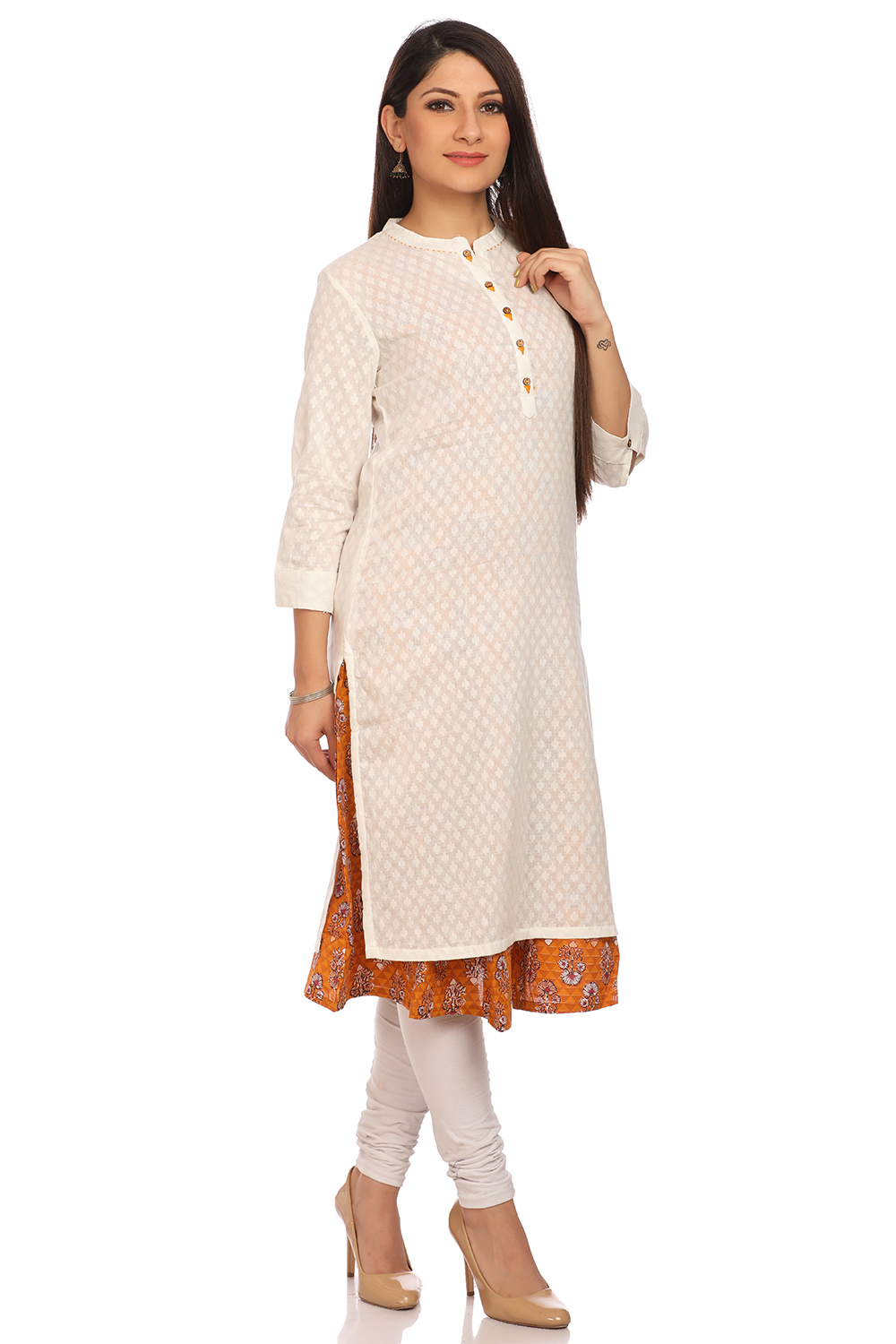 White Straight Cotton Kurta image number 1