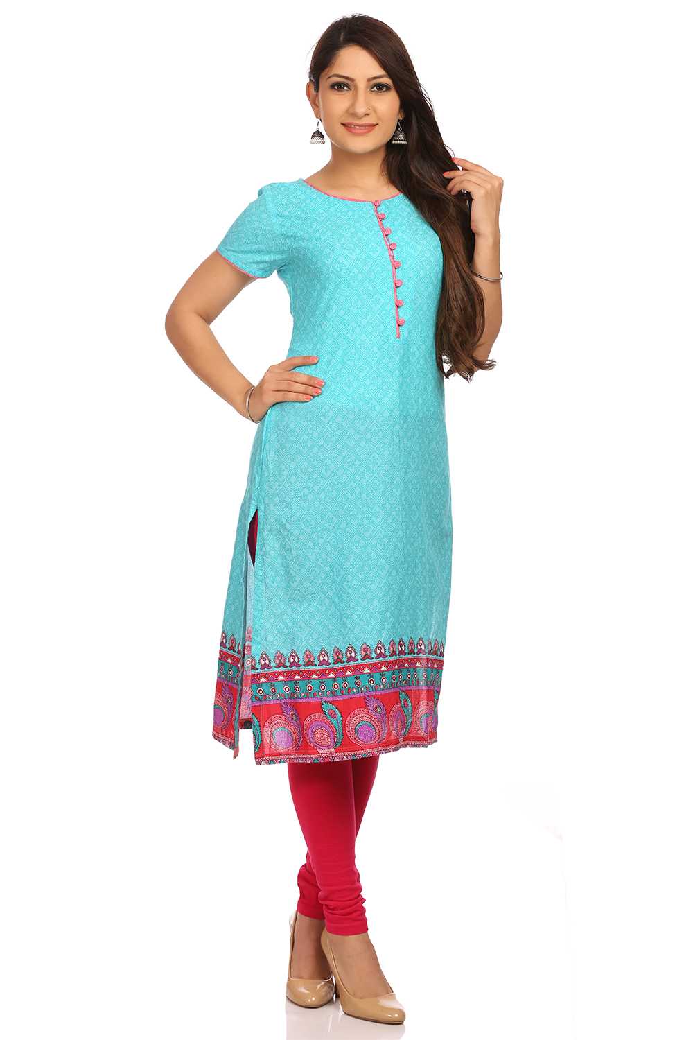 Blue Straight Cotton Kurta image number 0