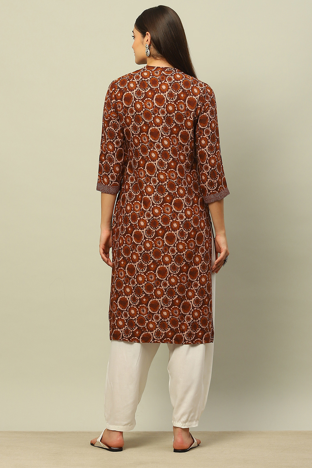 Black Rayon Printed Straight Kurta image number 3