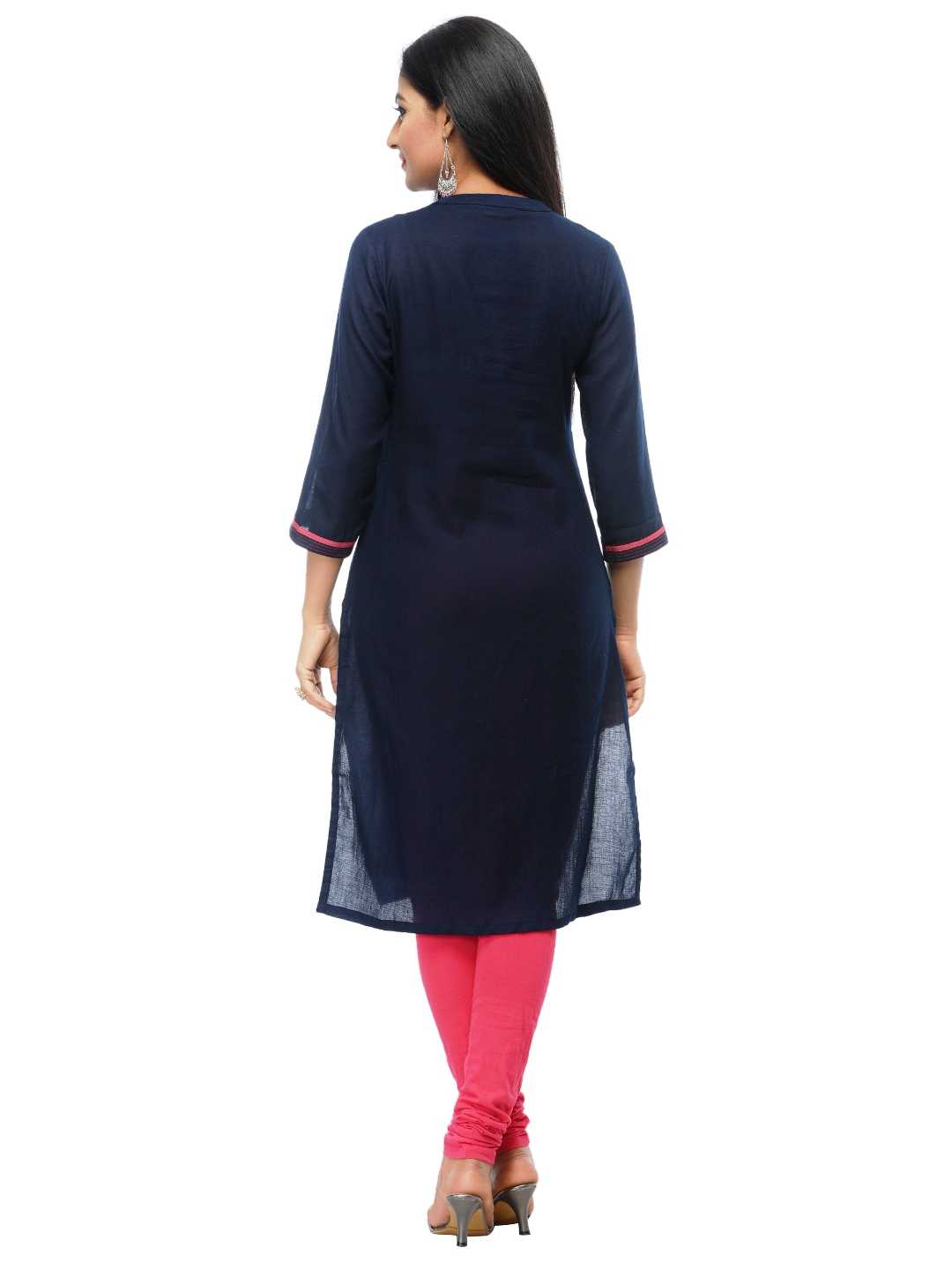 Blue Cotton Straight Kurta image number 3