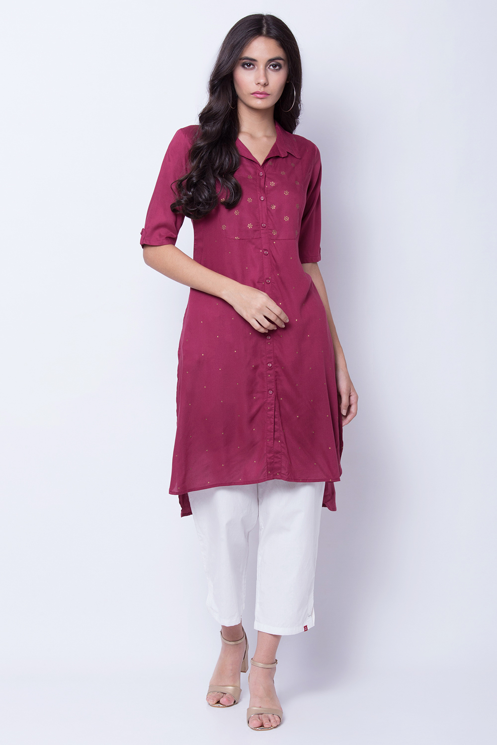 Dusky Pink Rayon A Line Kurta image number 0