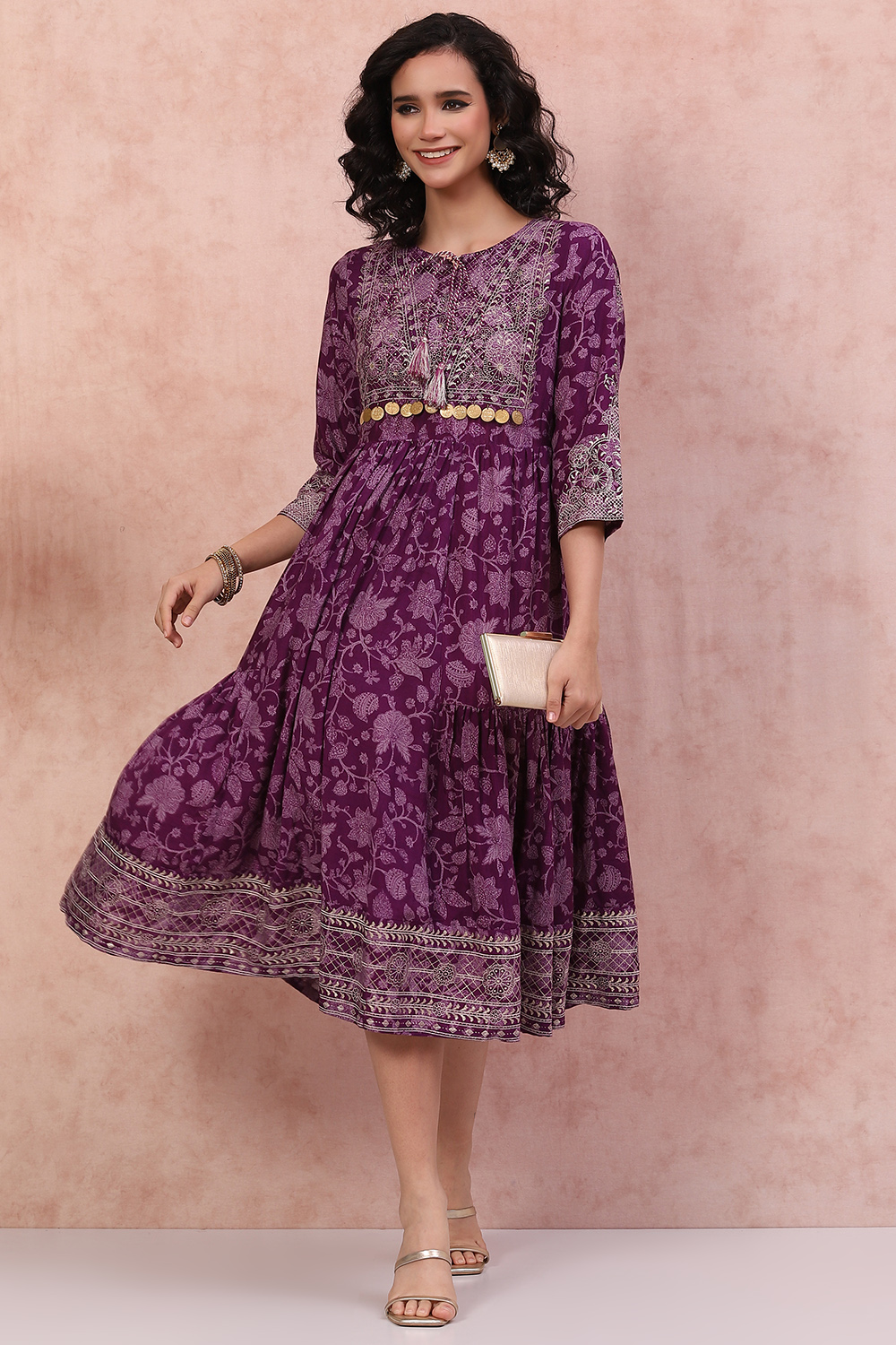 Purple LIVA Tiered Dress image number 6