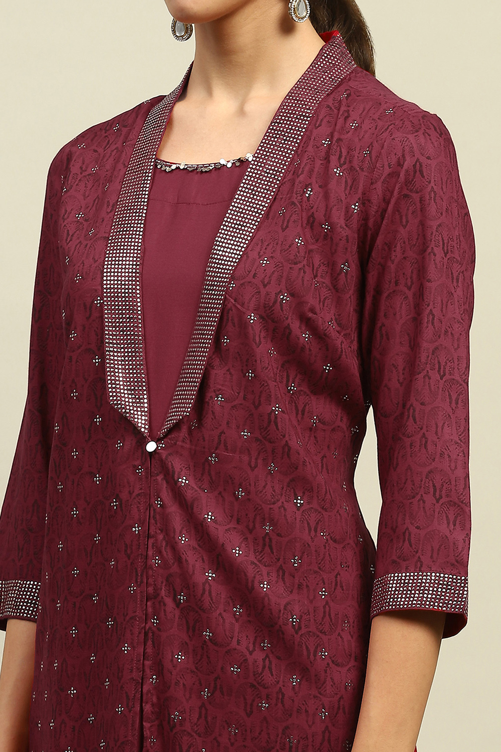 Red Rayon Slub Printed Straight Kurta image number 1