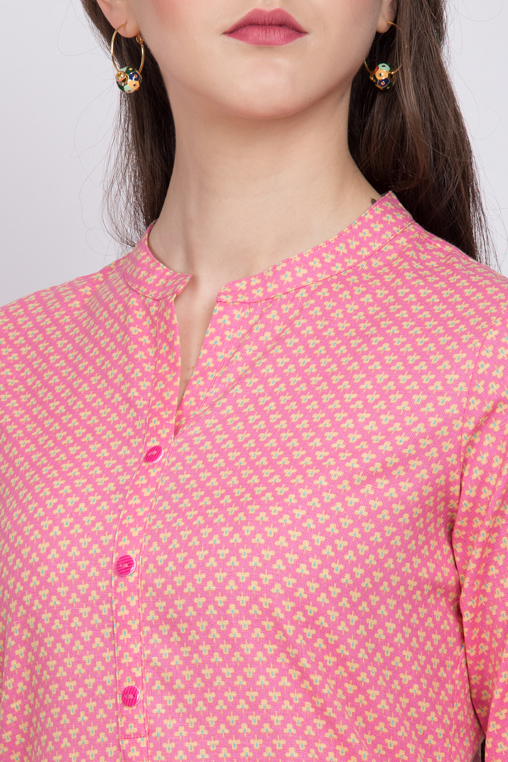 Pink Cotton Flex Straight Suit Set image number 1