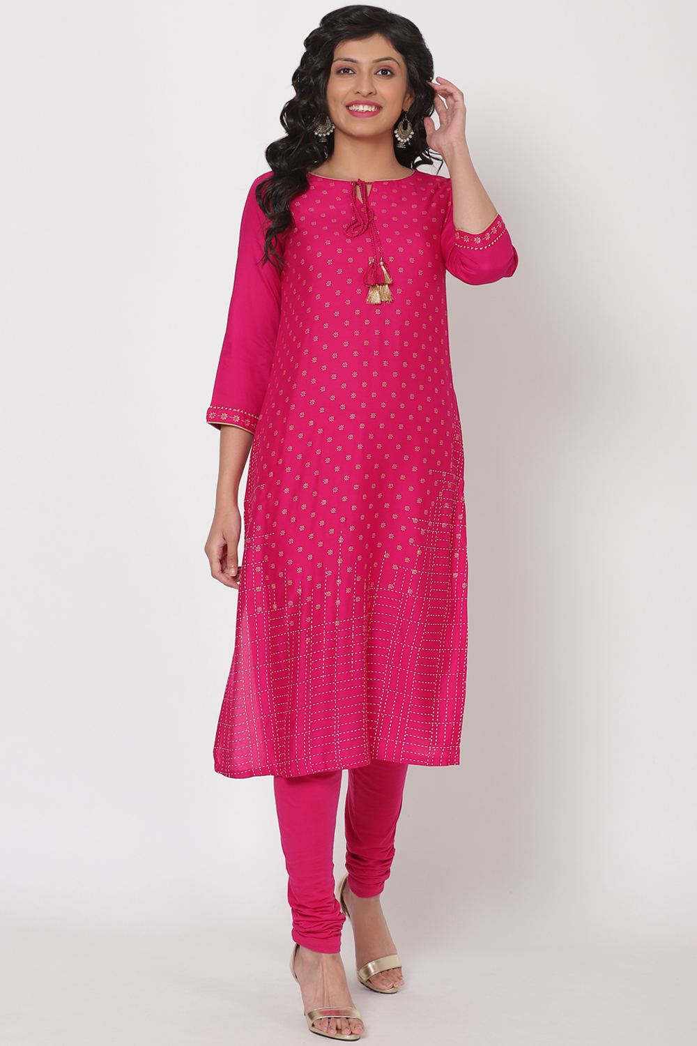 Pink Viscose Rayon Straight Kurta image number 0