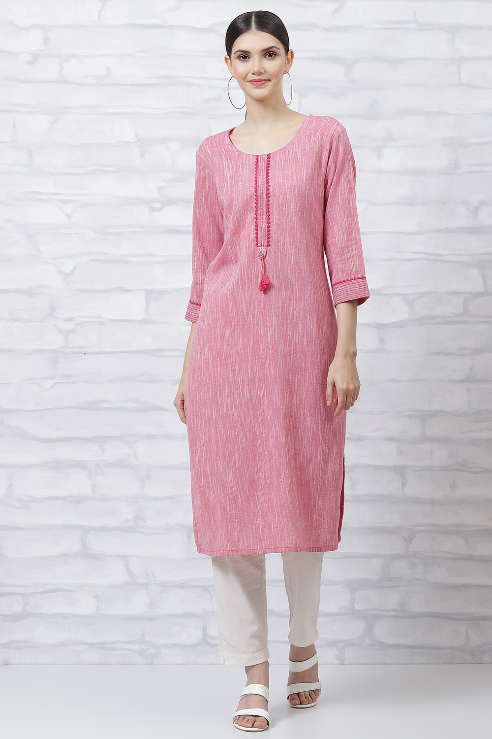 Pink Art Silk Straight Kurta image number 0