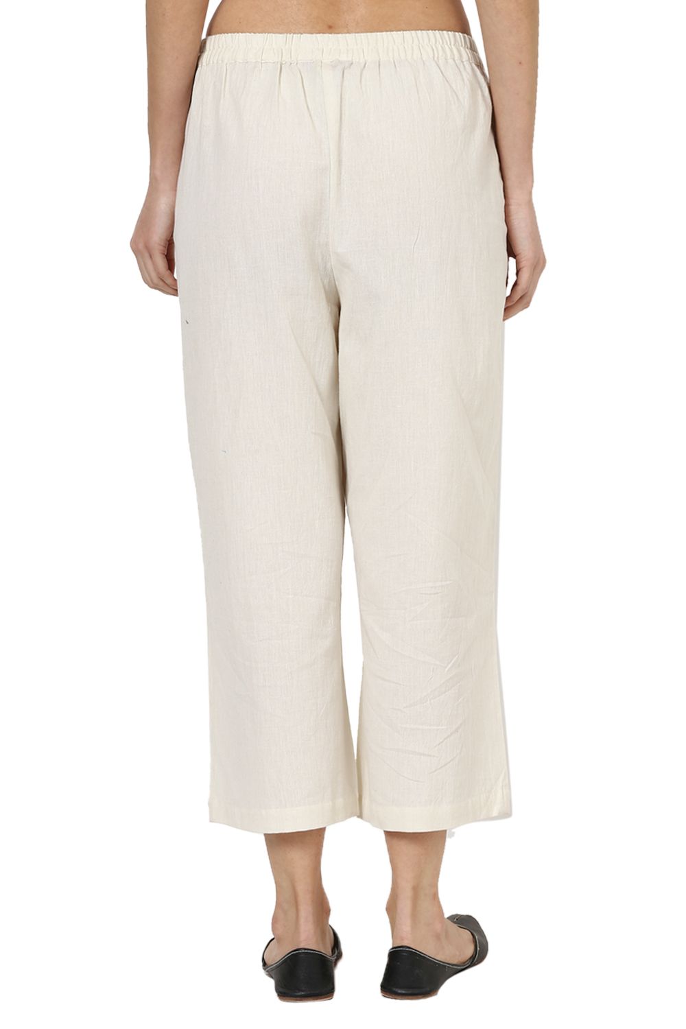 Off White Cotton Short Slim Pants image number 3