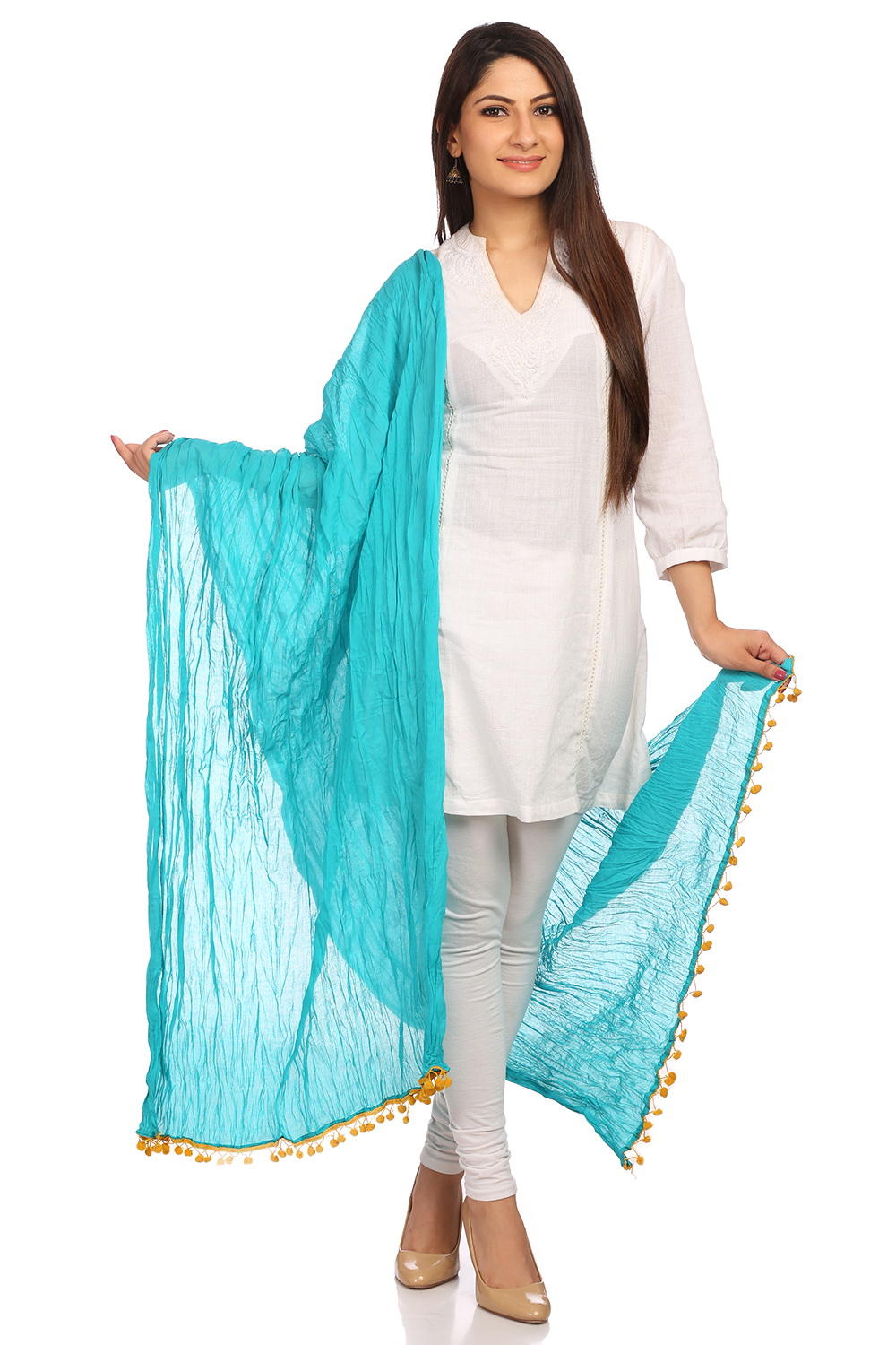 Turquoise Cotton Stole image number 0