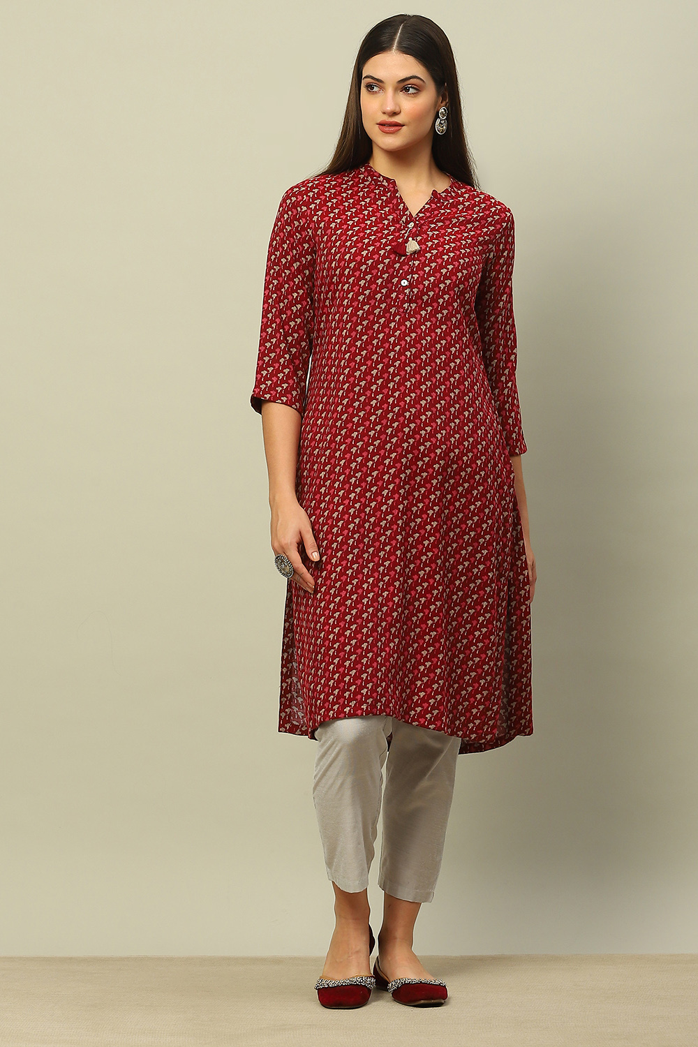 Blue Viscose Blend Printed Straight Kurta image number 0