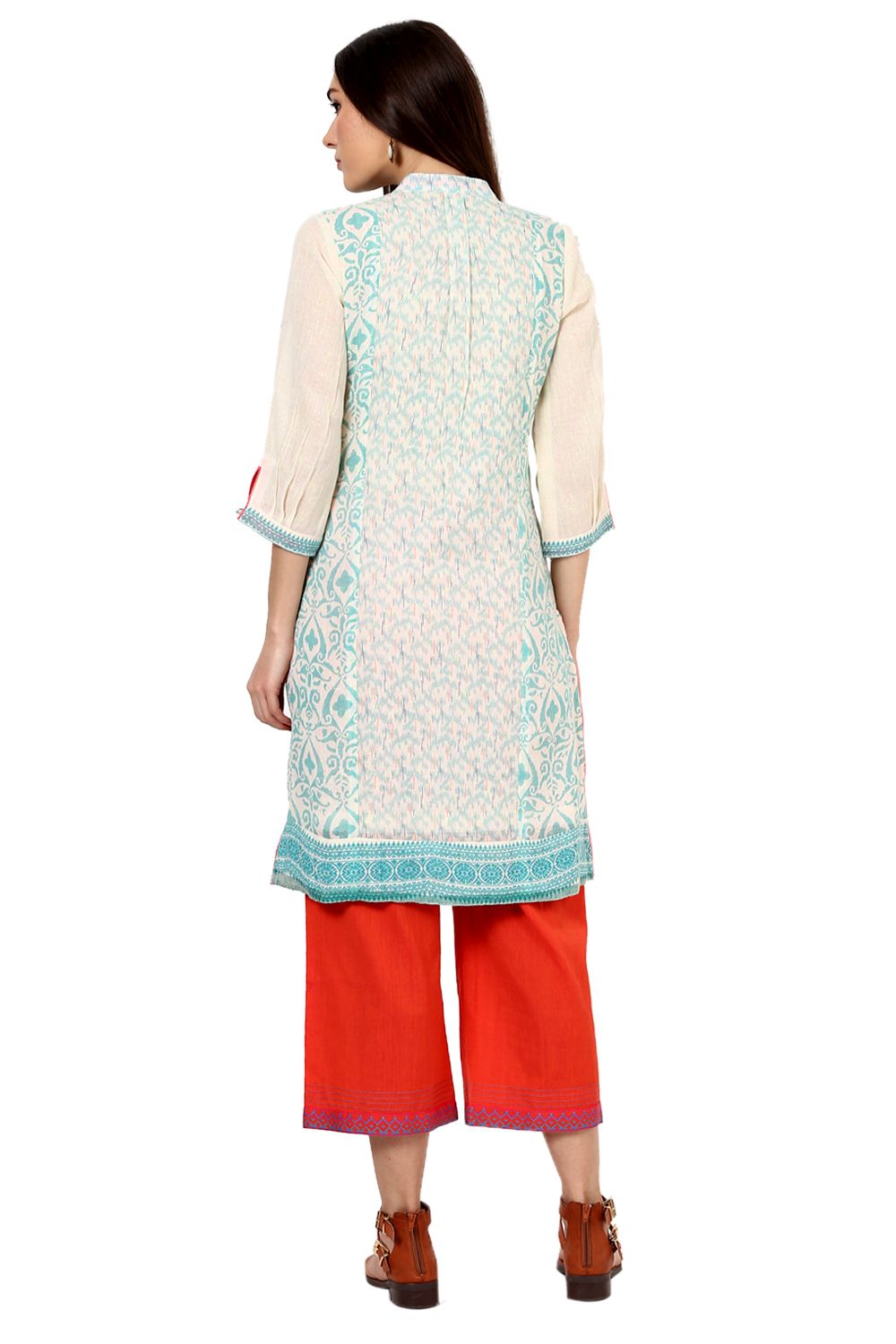 Teal Green Straight Gauge Kurta image number 5