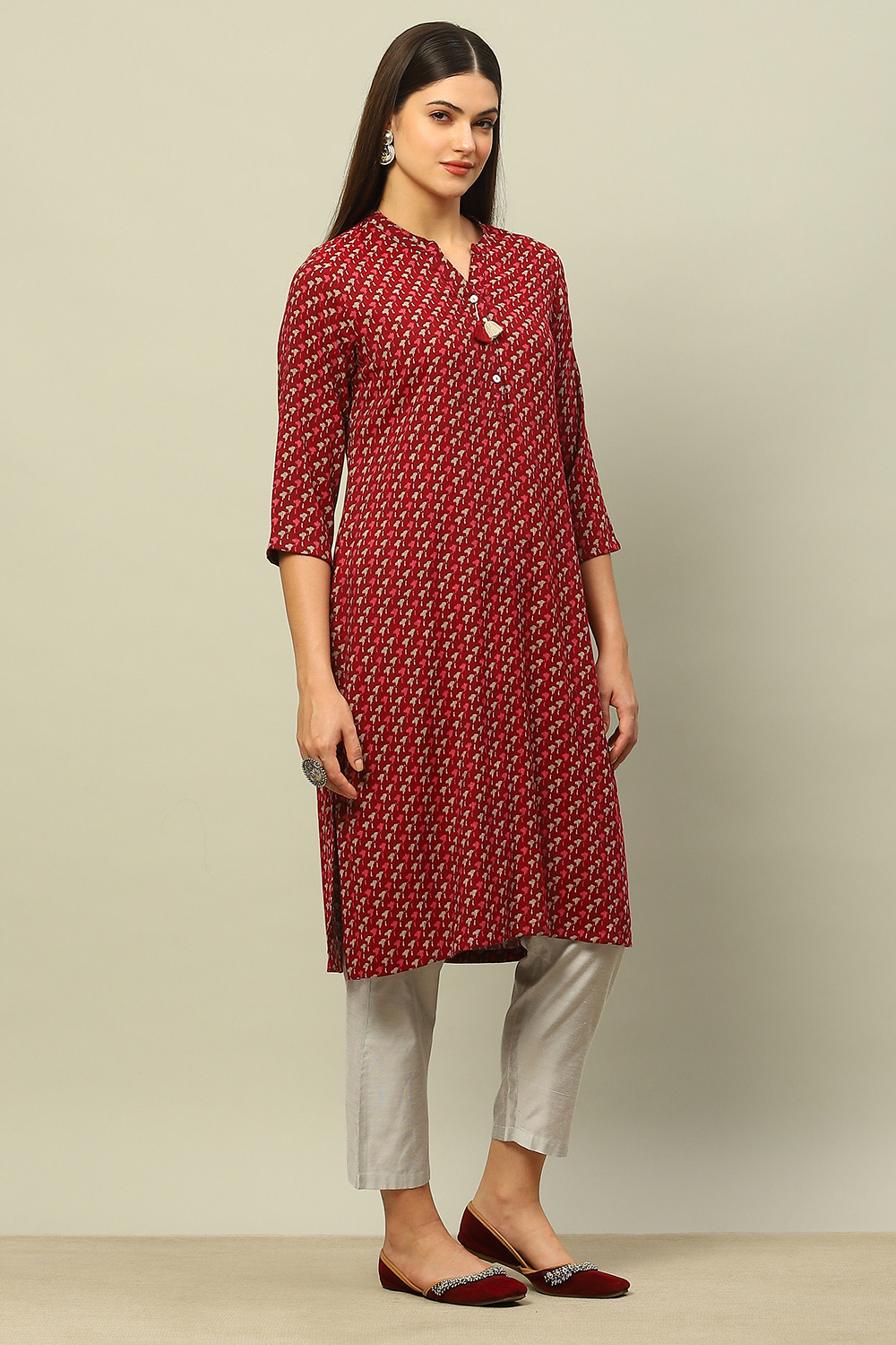 Blue Viscose Blend Printed Straight Kurta image number 4