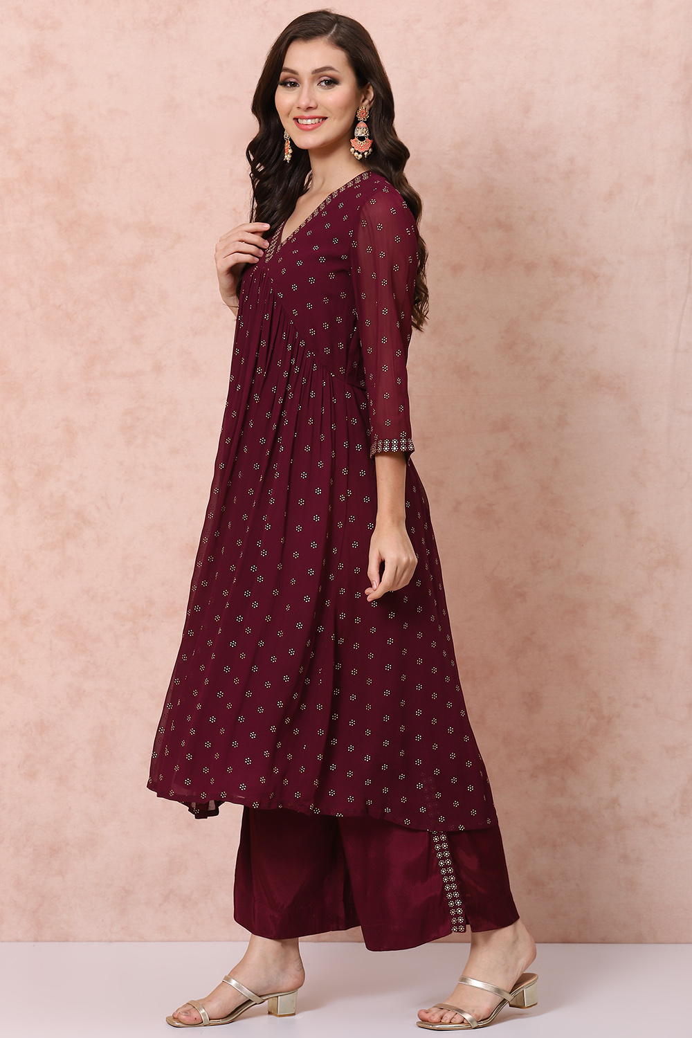 Phalsa Art Silk Flared Suit Set image number 2