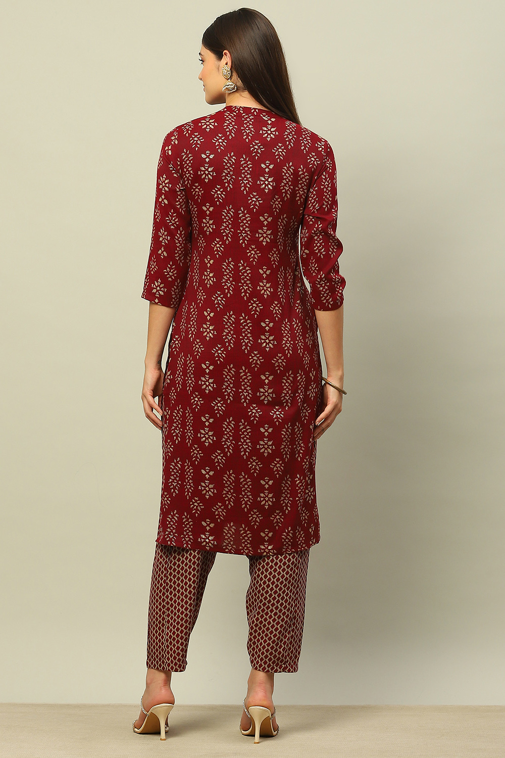 Black Viscose Blend Straight Printed Kurta Salwar Suit Set image number 4