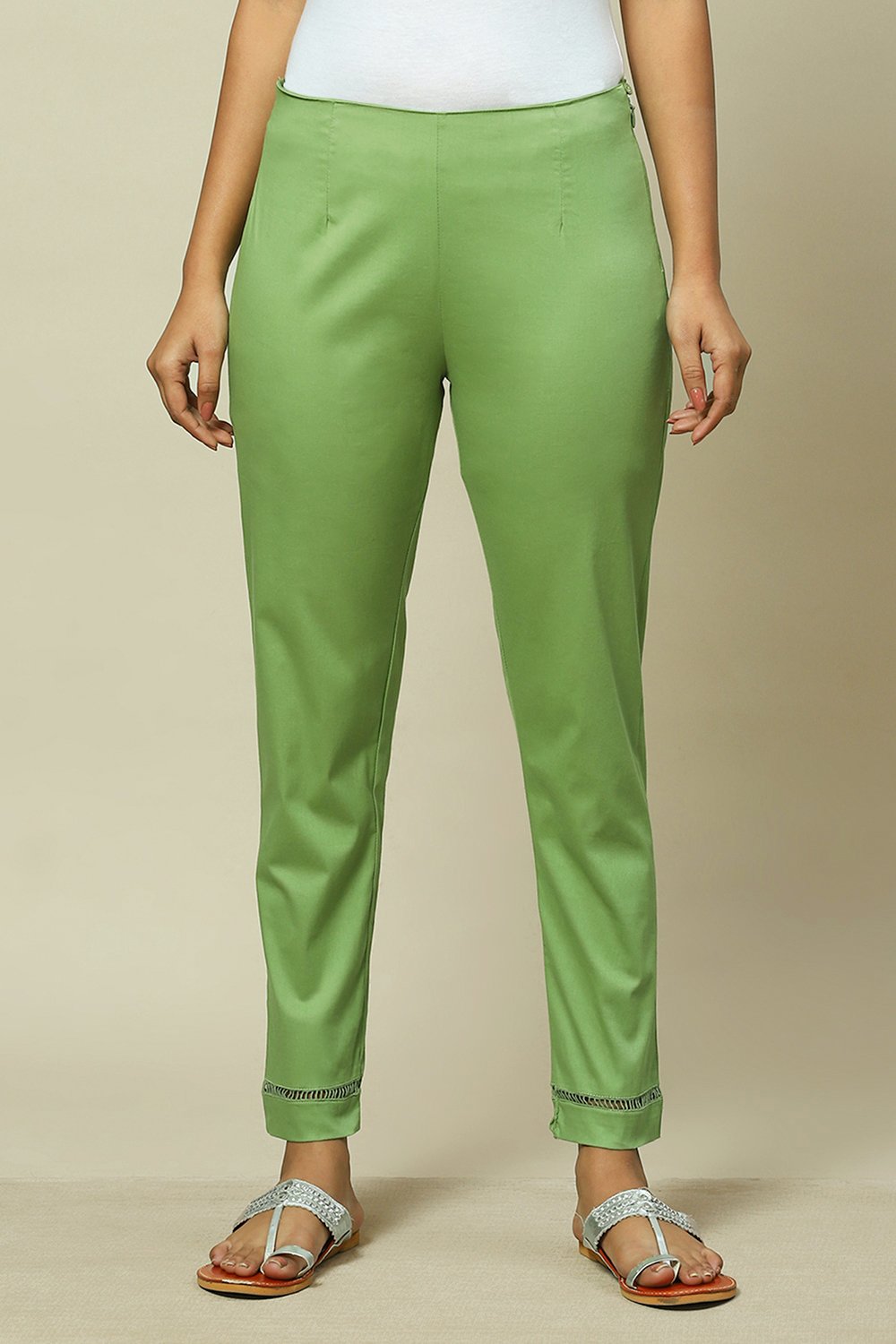 Pink Cotton Blend Slim Pant image number 5