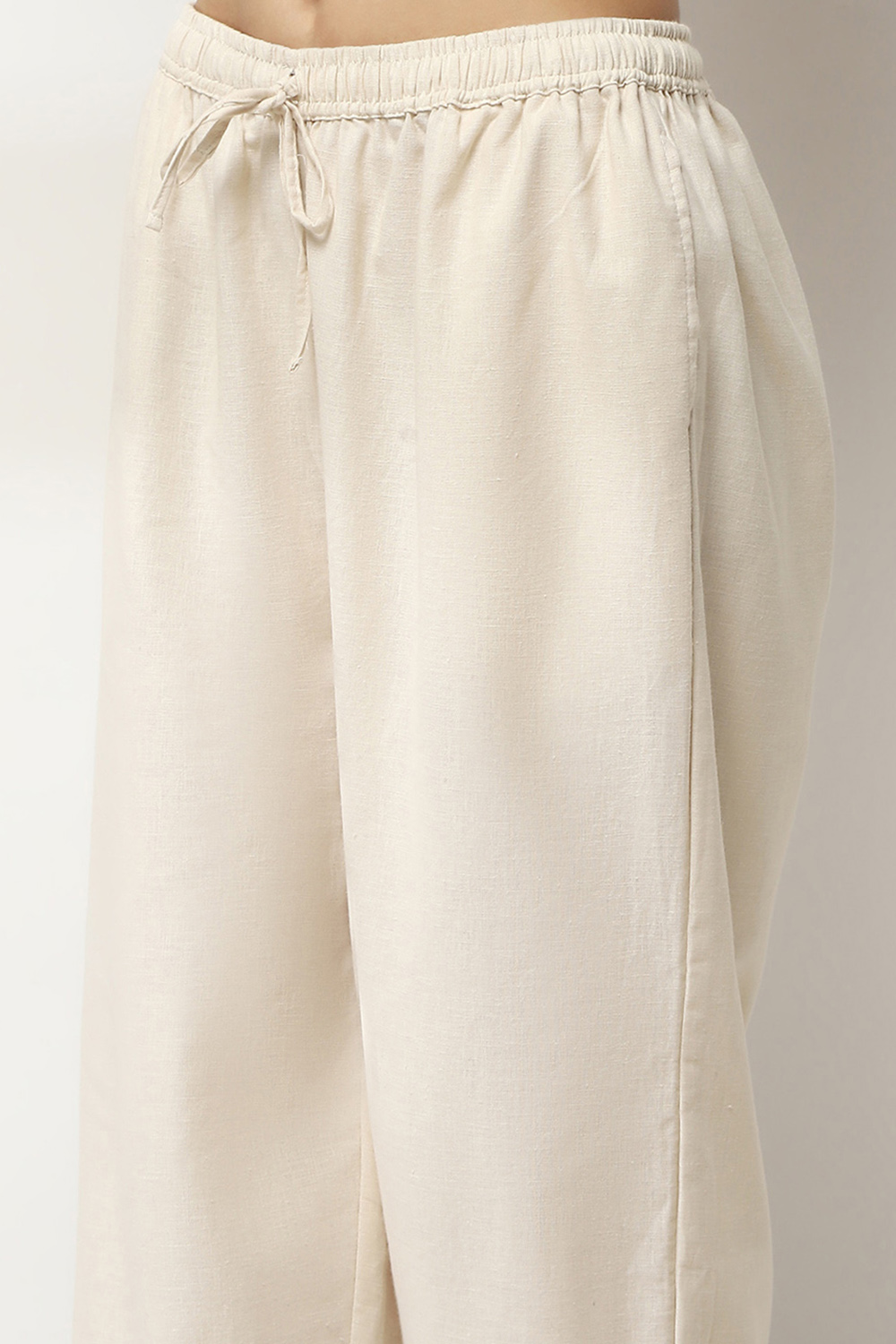 Ivory Cotton Blend Pants image number 1