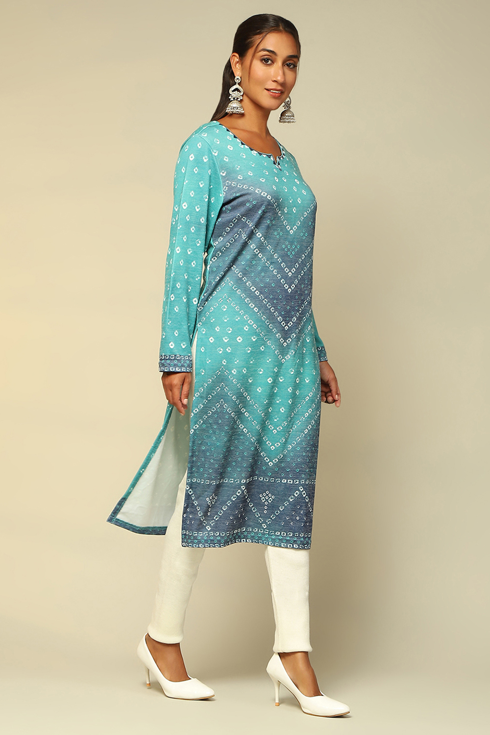 Green Acrylic Printed Straight Kurta image number 4