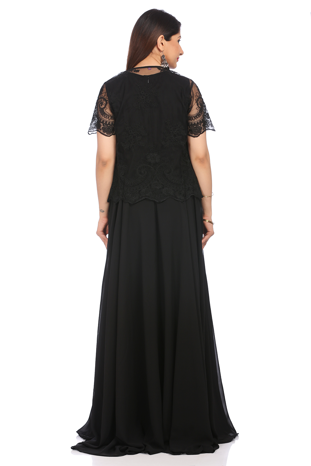 Black Art Silk Kurta Gown image number 5
