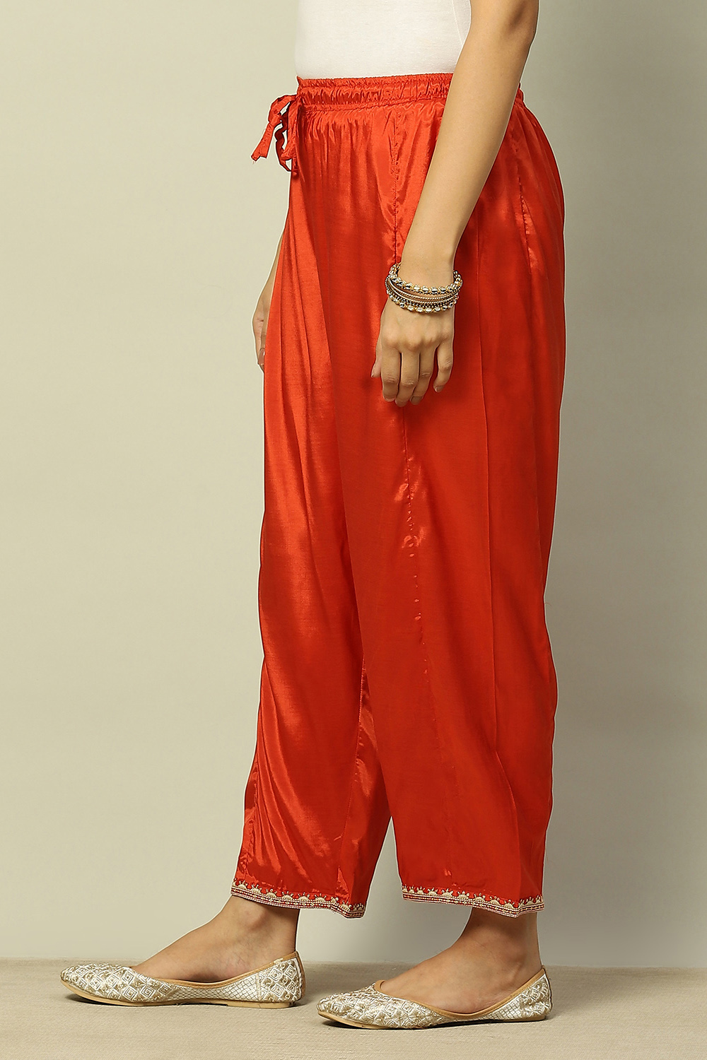 Rust Viscose Shantoon Solid Ankle Length Palazzo image number 2