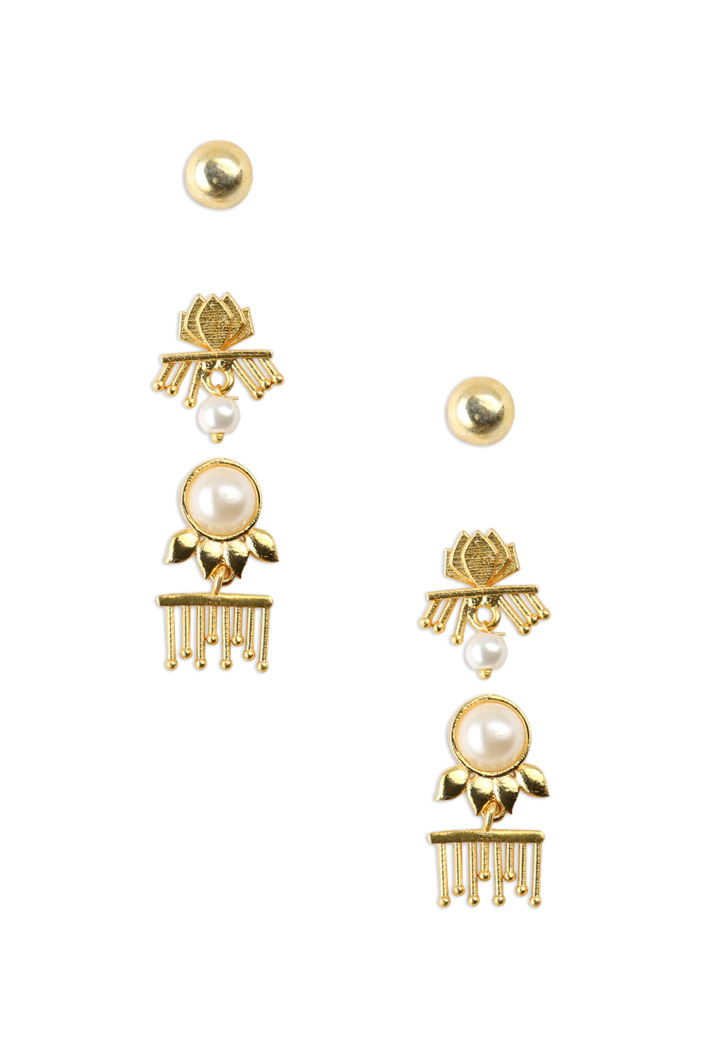 Golden Earrings With Pearl image number 1