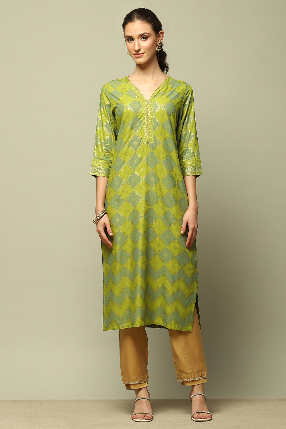 Blue Rayon Printed Straight Kurta image number 5