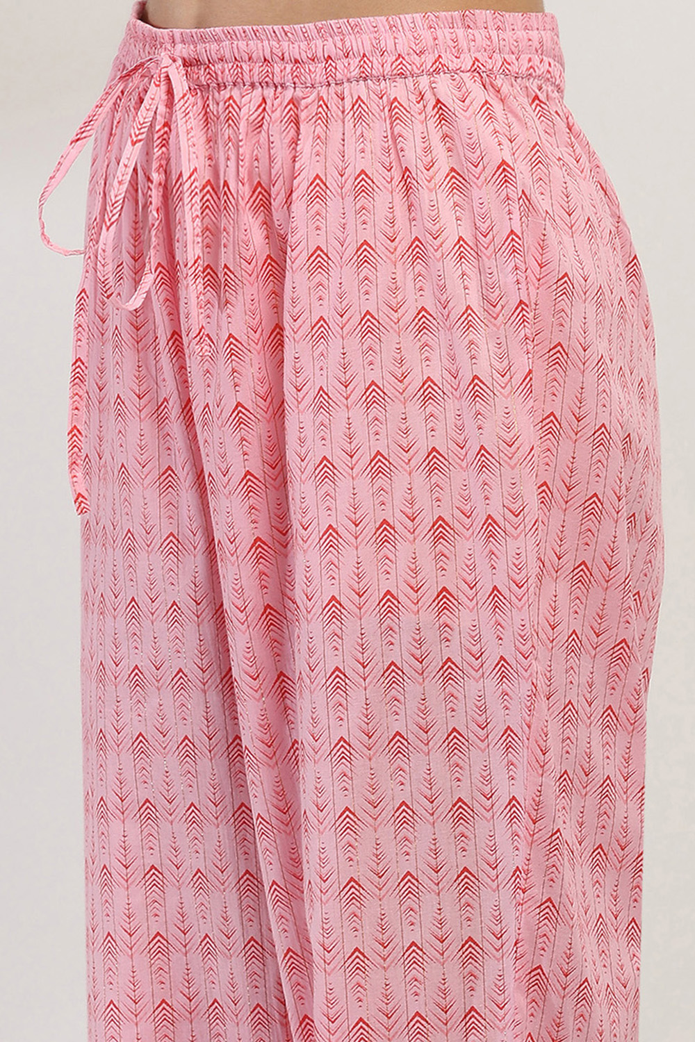 Pink Cotton Straight Set image number 2